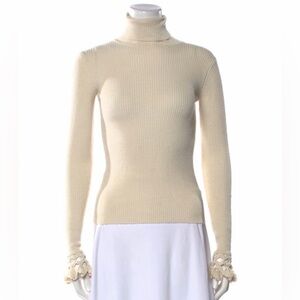 Sea New York Cream Ribbed Turtleneck Sweater Size L